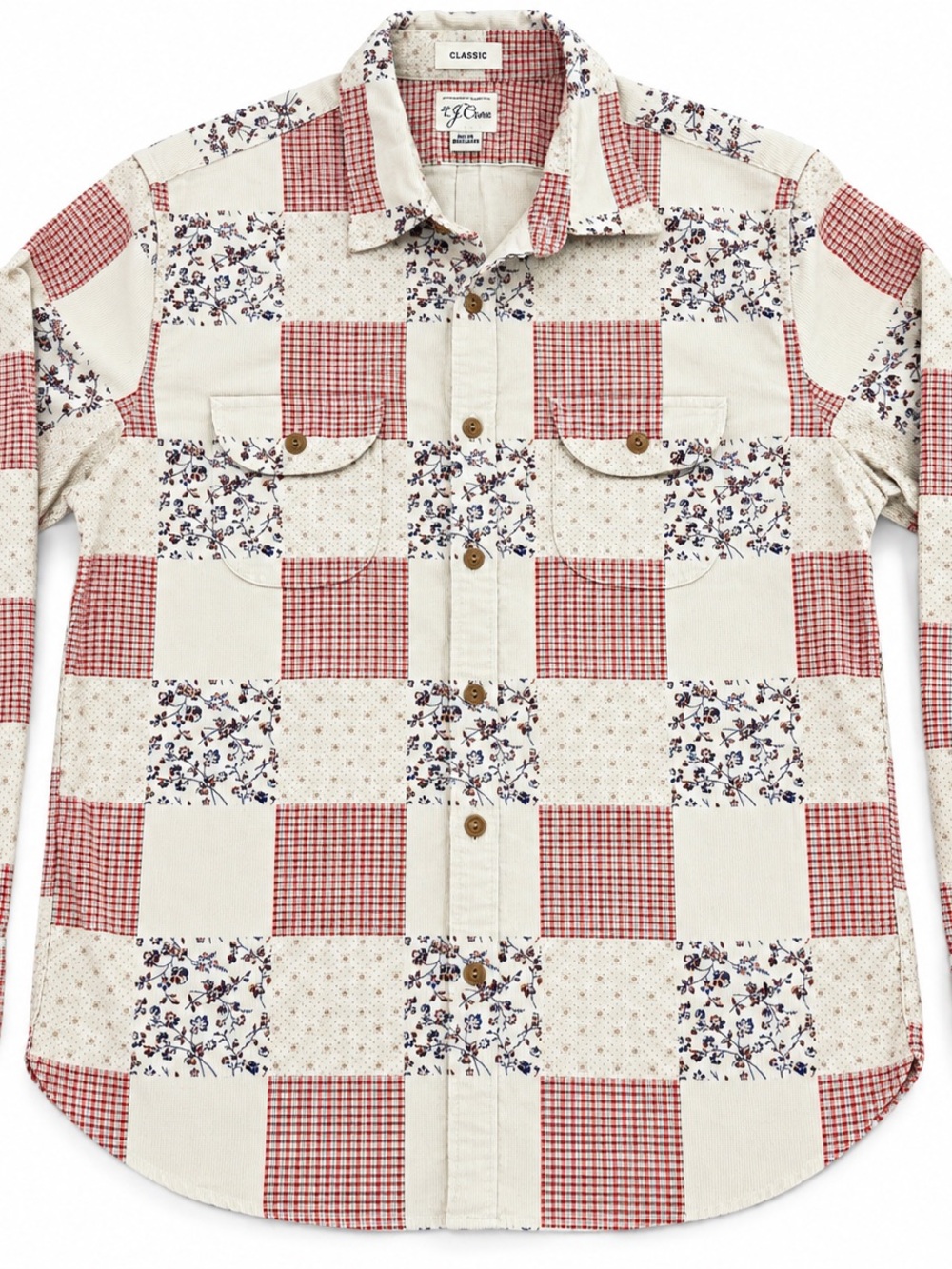 J.Crew Men’s Classic Patchwork Floral Corduroy Shirt L